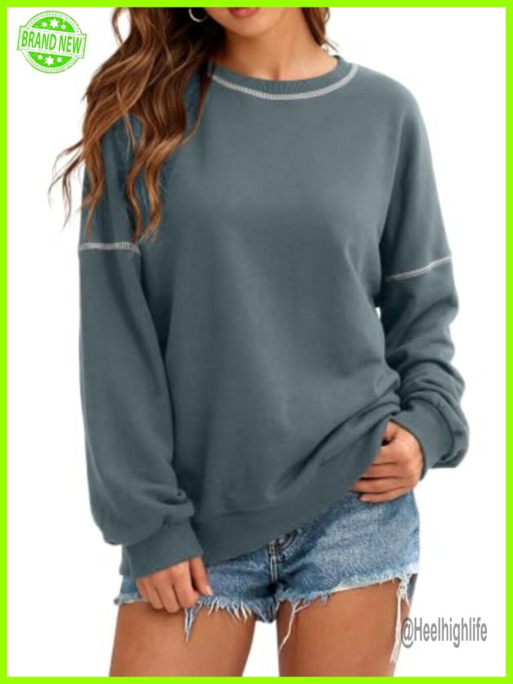 Women's Crewneck Long Sleeve Pullover Sweatshirt Loose Fit Casual Top